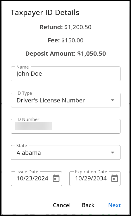 Taxpayer ID Details